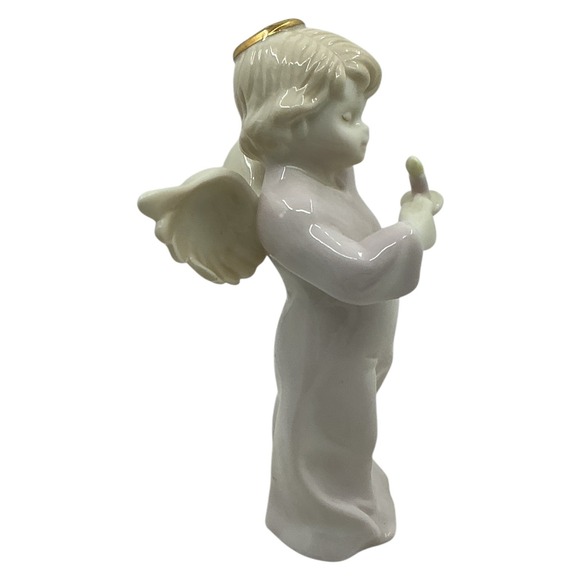 Vintage Porcelain Angel Figurine Holding Candle Gold Halo 5 in Collectible Decor - Picture 6 of 6